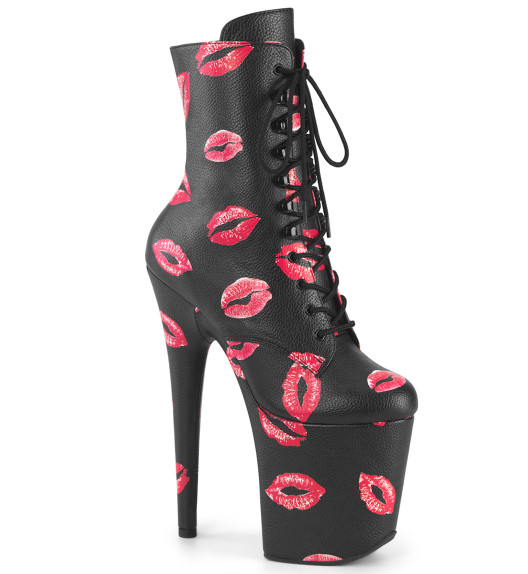 Ботильоны на платформе Pleaser черные FLAM1020KISS/BPU/M