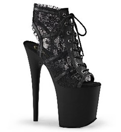 Ботильоны на платформе Pleaser черные FLAM896LC/BM/M