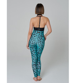 Леггинсы на подтяжках голубой леопард Shark