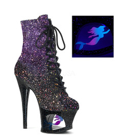 Ботильоные на платформе Pleaser "Звездное небо" MOON1020MER/PP-BG/B