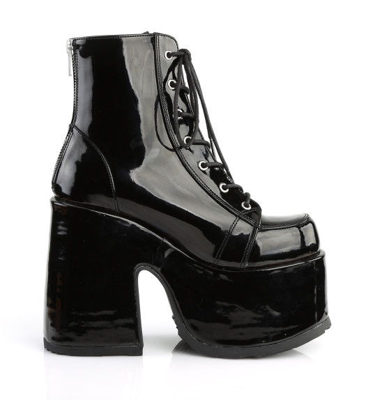 Ботинки на шнуровке Demonia черные лаковые CAM203/B