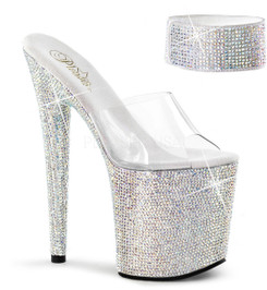 Стрипы Pleaser серебряные со стразами BEJ812RS/C/SMCRS