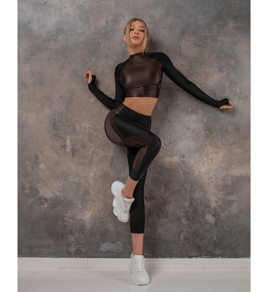 Лосины укороченные Move UP "Black & Brown Skin" Bona Fide