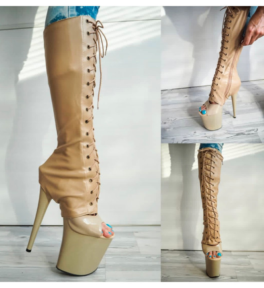 Краги до колена бежевые