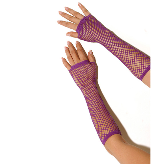 Митенки длинные сетка фиолетовые