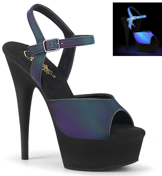 Босоножки на платформе Pleaser черные DEL609REFL/GNREFL/B