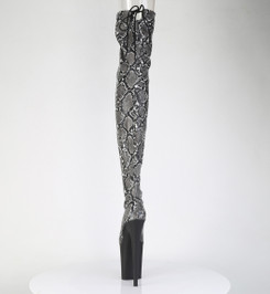 Ботфорты на платформе Pleaser питон FLAM3008SP-BT/GY-B/B