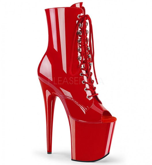 Ботильоны на платформе Pleaser красные FLAM1021/R/M