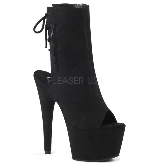 Ботильоны на платформе Pleaser черные замшевые ADO1018FS/BFS/M