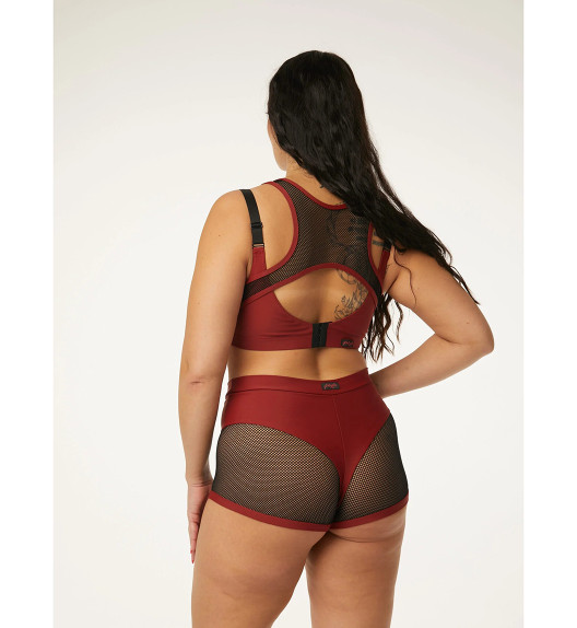 Шорты бордовые с черной сеткой Anela Polerina