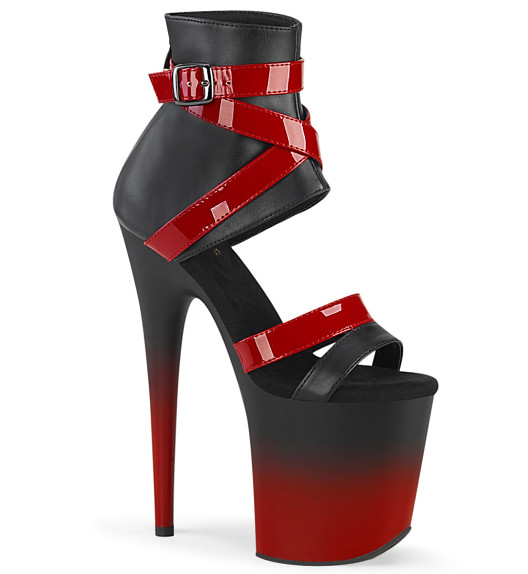 Стрипы Pleaser черные с красным FLAM800-15/BPU-RPT/M