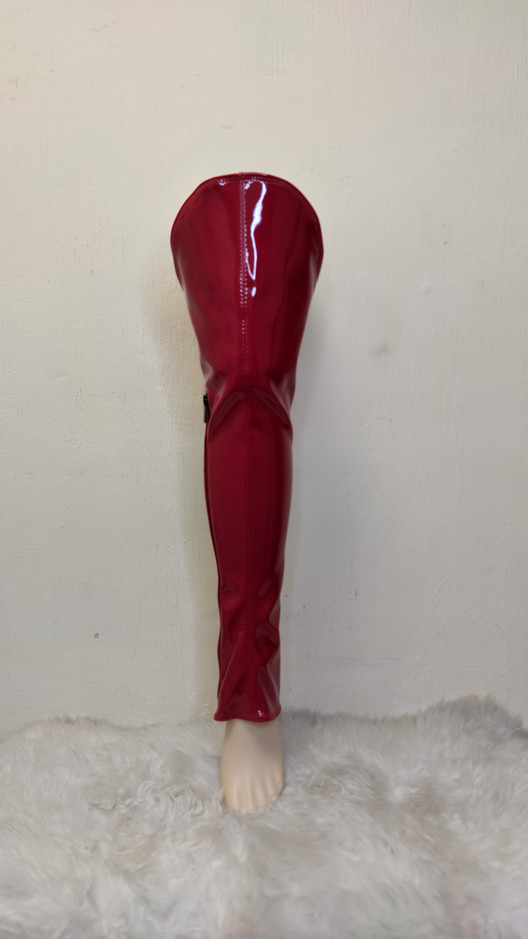 Краги с наколенниками красные лаковые