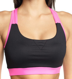 Топ спортивный черный с розовым Crossback