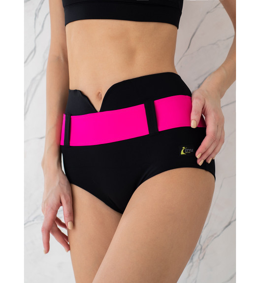 Шорты черные с розовым поясом Bondiana I-Style