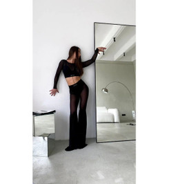 Брюки клеш черные сетка EXORCE