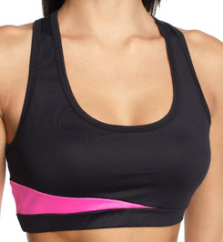 Топ для фитнеса черный с розовым Vibe