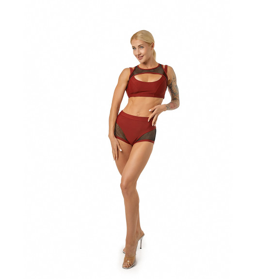 Шорты бордовые с черной сеткой Anela Polerina