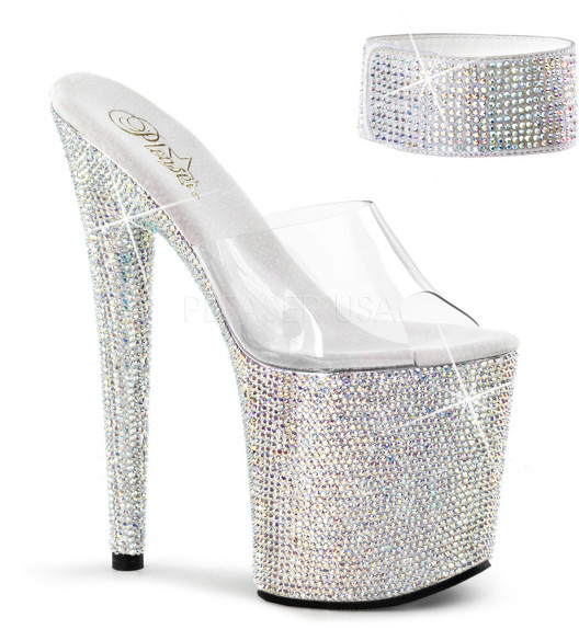 Стрипы Pleaser серебряные со стразами BEJ812RS/C/SMCRS