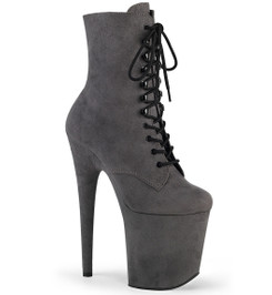 Ботильоны на платформе Pleaser графит замшевые FLAM1020FS/GYFS/M