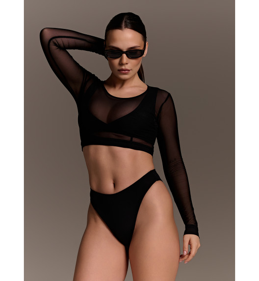 Лонгслив черный сетка Shark