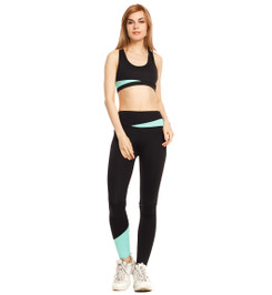 Лосины с высокой талией черные с мятным Vibe Crazy Fit