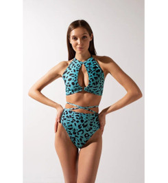 Топ голубой леопард Cherry Shark