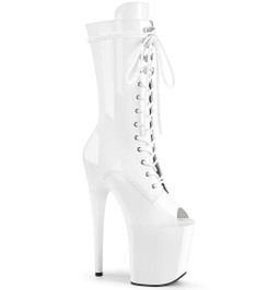 Ботильоны на платформе Pleaser белые FLAM1051/W/M