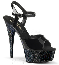 Туфли Pleaser черные с блестками DEL609MG/B/M