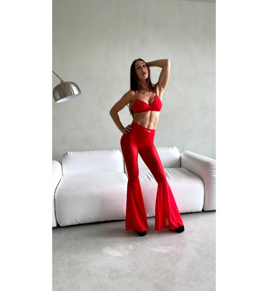 Брюки клеш красные сетка EXORCE