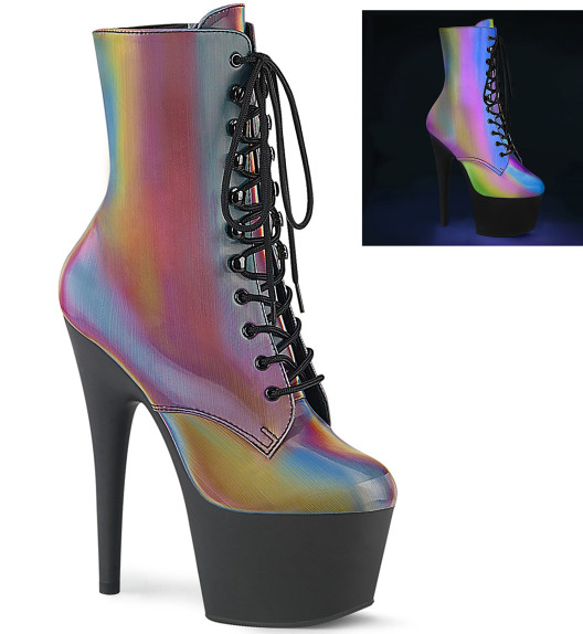Ботильоны на платформе Pleaser радужные ADO1020REFL/RBOW/B