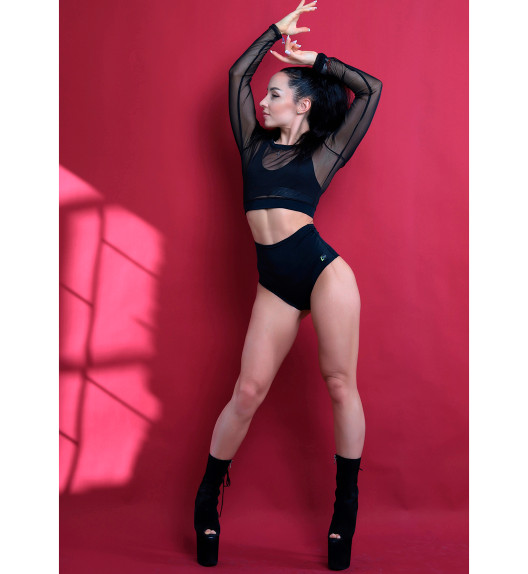 Лонгслив черный из сетки ShadowI-Style