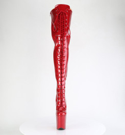 Ботфорты на платформе Pleaser красные с блеском FLAM3020GP/RG/M