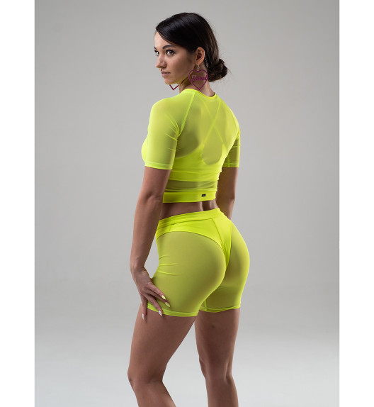 Велосипедки желтые из сетки Shadow Миди I-Style