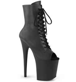 Ботильоны на платформе Pleaser черные матовые FLAM1021/BPU/M