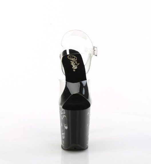 Стрипы Pleaser черные с черепом FLAM808NLSK/C/B-MC