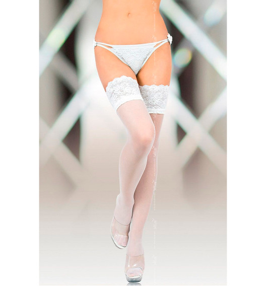 Чулки белые с кружевной резинкой SoftLine