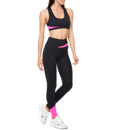 Лосины с высокой талией черные с розовым Vibe Crazy Fit