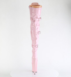 Ботфорты с ремнями на платформе Pleaser розовые FLAM3028/BP/M