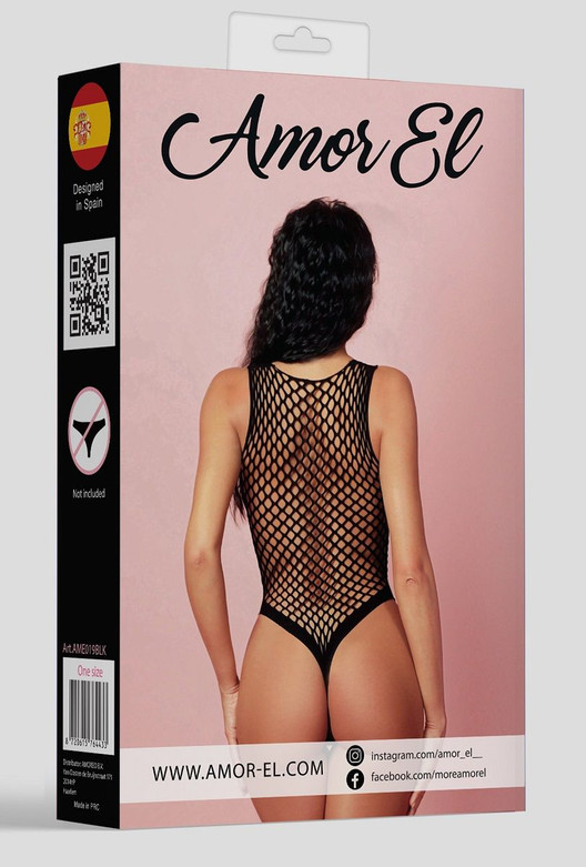 Боди черное в крупную сетку