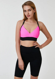 Топ черный с розовым Push Up с чашками