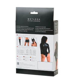 Боди черное Alessia с мокрым блеском 