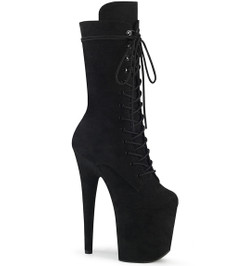 Ботильоны высокие на платформе Pleaser черные замшевые FLAM1050FS/BFS/M