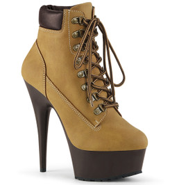 Ботинки Тимберленд на платформе Pleaser бежевые DEL600TL-02/TNB/DBN