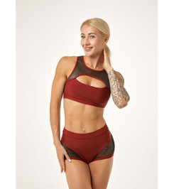 Топ бордовый с черной сеткой Anela Polerina