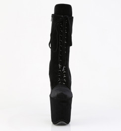 Ботильоны высокие на платформе Pleaser черные замшевые FLAM1045VEL/B/M