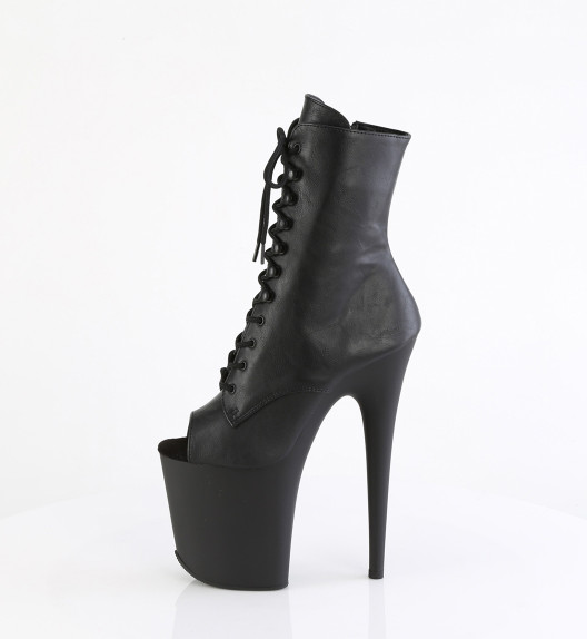 Ботильоны на платформе Pleaser черные матовые FLAM1021/BPU/M