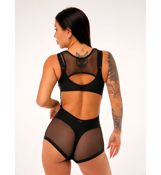 Комбинезон черный с сеткой Anela Polerina