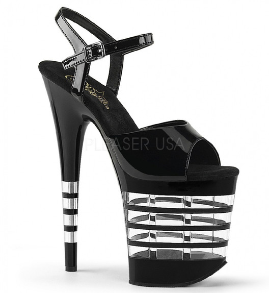 Стрипы Pleaser черные в полоску FLAM809LN/B/M