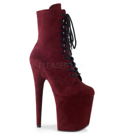 Ботильоны на платформе Pleaser бордовые замшевые FLAM1020FS/BYFS/M
