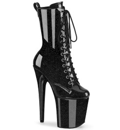 Ботильоны на платформе Pleaser черные с блеском FLAM1040GP/BG/M